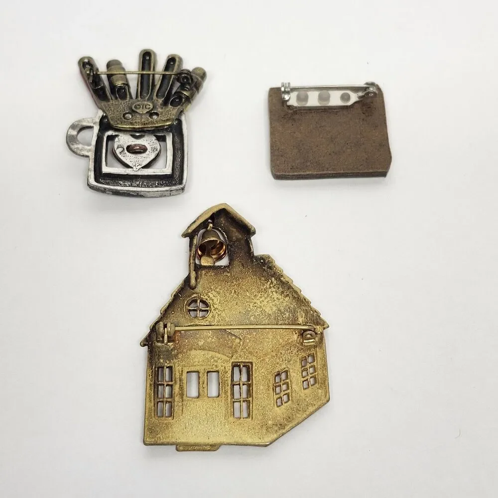 Teacher Schoolhouse Blackboard Pins Lot of 3 